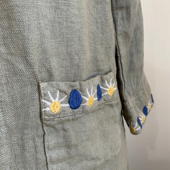 Johnny Was Tiwa Oversized Floral Embroidered Linen Open Cardigan Sz Small Petite - Picture 5 of 13